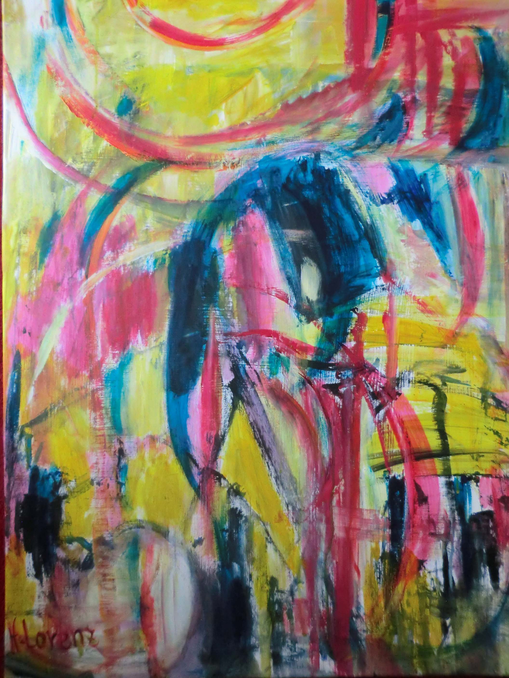 Abstrait I, Acrylique sur papier, marouflé sur toile, 2016, 73X100