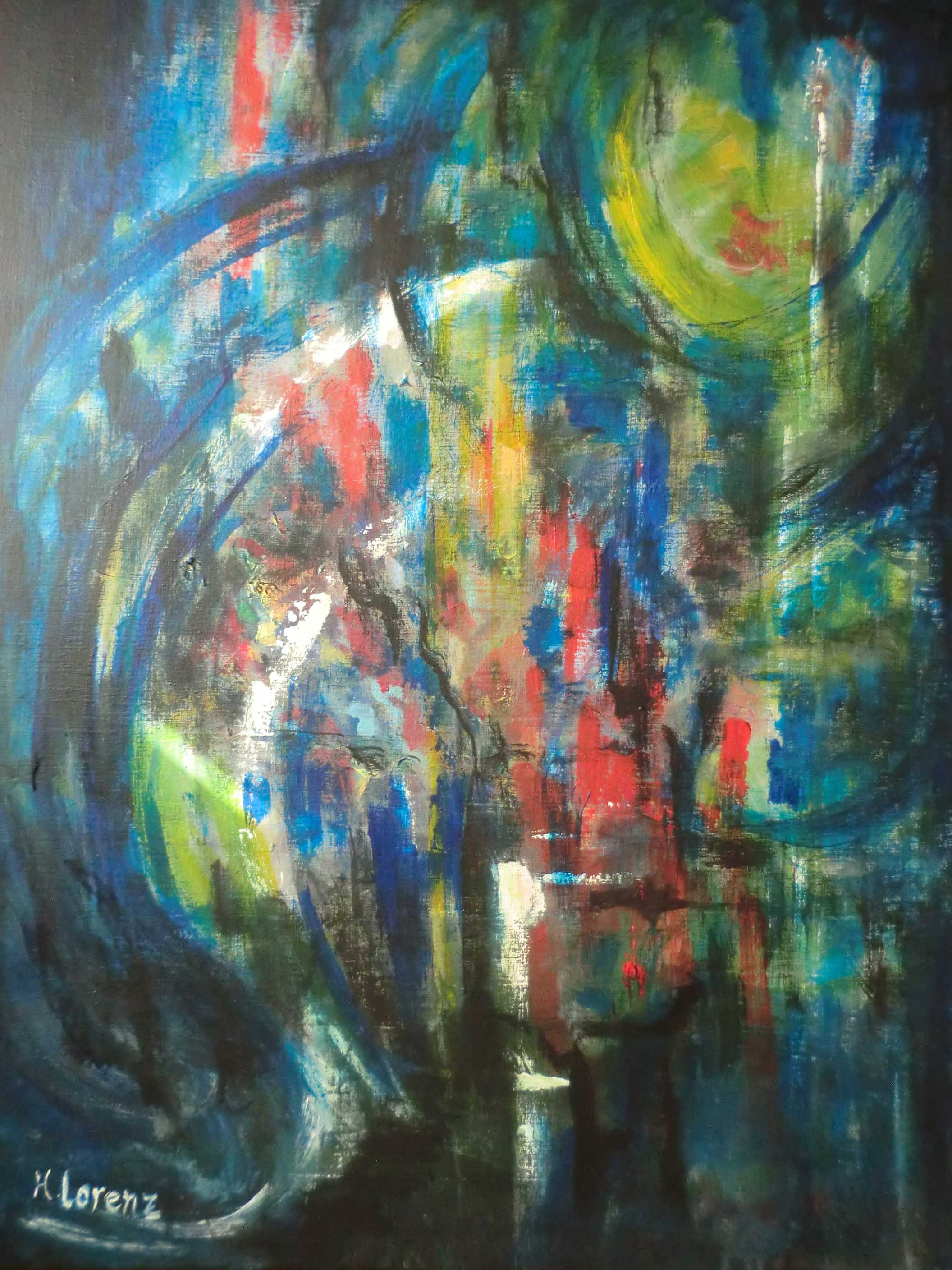 Grand bouquet abstrait, Acrylique sur toile, 2016, 64X85